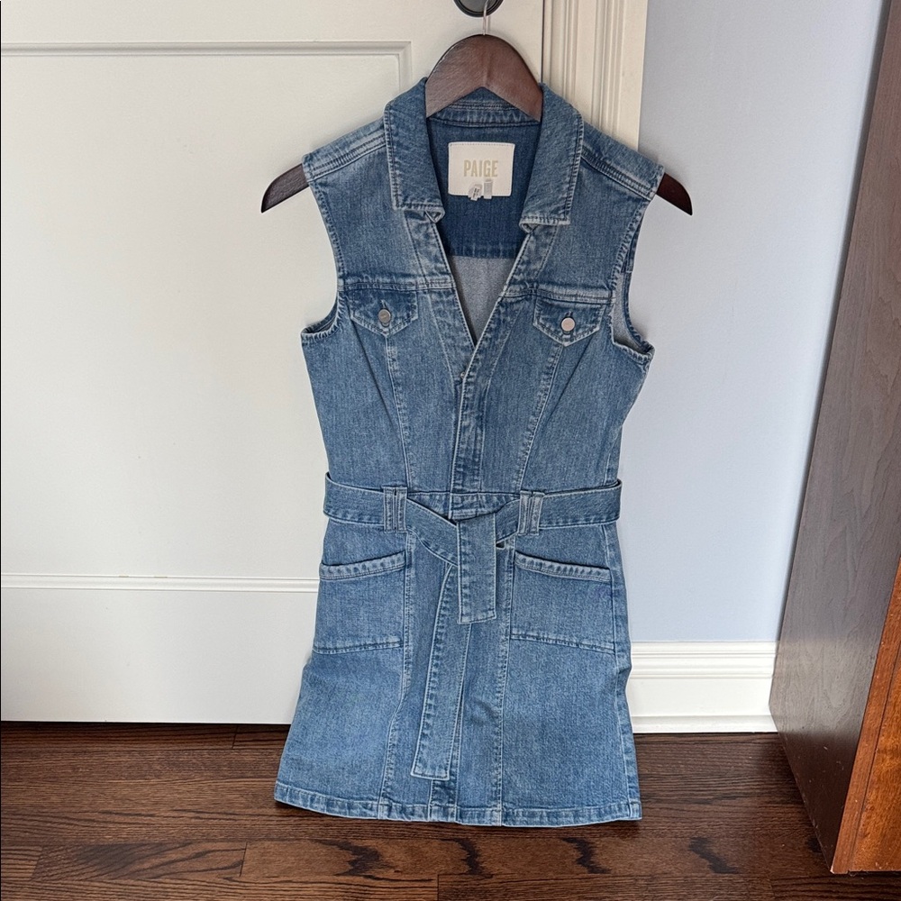 PAIGE Blue Denim Belted Dress